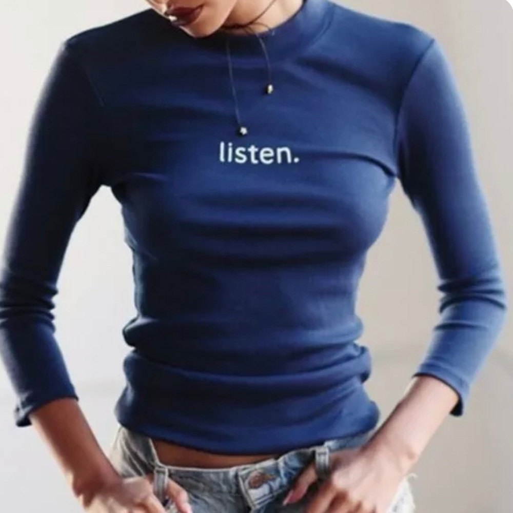 New Day Dream Nation L.A. Listen Mock Neck Fashion Top